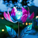Solar Purple Metal Flower Wind Spinners, Colorful Spinning Windmill Lotus Yard Art Lights Wind Pinwheels with LED Crystal Ball Decorative Stake Lighting Flower Sculpture by GreenHaven Gardens
