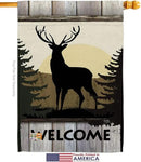 Welcome Deer House Flag Animals Wildlife Outdoor Bear Wolf Pet Nature Farm Animal Creature Small Decorative Gift Yard Banner Made In USA 28 X 40 by GreenHaven Gardens