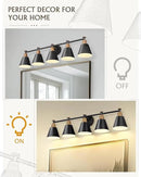 FEMILA 37.4" Black Vanity Light, Black Bathroom Light Fixture, Bathroom Lighting Fixtures Over Mirror with Matte Black Finish, 4FG59B-5W BK by CozyNest Decor