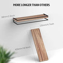 Meangood Floating Shelves Wall Mounted Set of 2, Wall Shelf with Towel Bar Rustic Wood Wall Storage Shelves for Bedroom,Living Room,Bathroom, Kitchen Torched Wood by CozyNest Decor