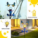 VCUTEKA Solar Lights Outdoor Metal Garden Stake Waterproof Crackle Glass Globe Garden Decor Blue Jay Bird for Pathway, Lawn, Patio, Yard by CozyNest Decor