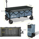 Sekey 48''L Collapsible Foldable Extended Wagon with 440lbs Weight Capacity, Heavy Duty 300L Folding Utility Garden Cart with Big All-Terrain Beach Wheels & Drink Holders. Blue&Grey by GreenHaven Gardens