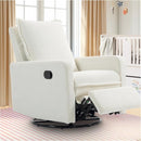 Swivel Rocking Recliner Chair for Nursery, Upholstered Glider Rocker Recliner, Swivel Reclining Chair for Nursery Living Room Bedroom, White Short Plush by TinyTreasures Baby Boutique