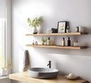 Wood Floating Shelves for Wall Decor, Rustic Wall Shelves for Bedroom Bathroom Kitchen Living Room, Set of 4 Light Walnut 48 Inch by CozyNest Decor
