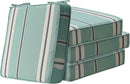 Square Corner Seat Cushions, 19" x 19" x 3", Set of 4, Indoor Outdoor Water Repellent Universal Chair Pads with Ties for Patio Furniture, Garden Deck Dining Chairs, Aqua Stripe by GreenHaven Gardens