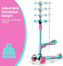 Candy 3 Wheel Scooter with Seat for Kids – Light-Up LED Wheels, Adjustable Handlebar and Seat, Smooth PU Wheels, Wide Anti-Slip Deck, Rear Foot Brake – Toddler Outdoor Toys for Ages 2+ by TinyTreasures Baby Boutique
