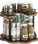 2 Tier Lazy Susan Organizer,2-Tier Spinning Spice Rack with Stable Carousel Base & 4 Height Settings for Cupboard Kitchen Countertop Dining Table Cupboard (Petal Shape) by CozyNest Decor
