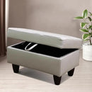 Ottoman Rectangular Storage Ottoman Bench, Faux Leather Footrest, Coffee Table, Stool Footstool with Hinged Lid for Living Room, Bedroom, Entryway, Silver Gray, 28.5"x19"x17.5" by CozyNest Decor