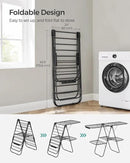 SONGMICS Clothes Drying Rack, Foldable 2-Level Laundry Drying Rack, Free-Standing Laundry Airer, with Height-Adjustable Wings, 33 Drying Rails, Sock Clips, Black ULLR053B01V1 by CozyNest Decor