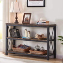 BON AUGURE Industrial Sofa Console Table for Entryway, 3 Tier Foyer Table for Hallway, Rustic Hall Tables Behind Couch (47 Inch, Rustic Brown) by CozyNest Decor