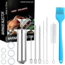304-Stainless Steel Meat Injector Syringe Kit with 3 Marinade Needles for BBQ Grill Smoker, Turkey, Brisket, Beef, Fish, 2-oz Large Capacity, Silicone Brush and Cleaning Brush by GreenHaven Gardens