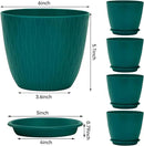 Plant Pots – 6 Inch Planters with Drainage Holes and Saucers, Flower Pots for Indoor and Outdoor Plants, Nursery Planting Pots (Pack of 5, Teal) by GreenHaven Gardens