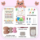LoopMap Crochet Kit for Beginners - DIY Amigurumi Bear with Removable Dress & Accessories - Step-by-Step Video Tutorials, Extra Yarn, Crochet Tools, Handmade Gift for Kids & Adults (Bear K01, Pink) by TinyTreasures Baby Boutique
