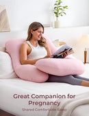 Momcozy Pregnancy Pillows for Sleeping, U Shaped Full Body Maternity Pillow for Side Sleeping - Support for Back, Legs, Belly, HIPS, 57 Inch, Pink by TinyTreasures Baby Boutique