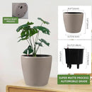 Dexceder 9x8 Inches Self Watering Planter Indoor Outdoor, Inner Pot Design, Thickened Table Flower Plant Pot with Water Level Indicator (Taupe Matte) by GreenHaven Gardens