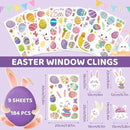 DC-BEAUTIFUL 184 PCS Easter Window Clings, 9 Sheets Double Sided Bunny Egg Easter Decoration Window Stickers, Reusable Static Holiday Window Decals for Home Office School Shop Spring Party Decors by CozyNest Decor