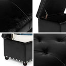 Joveco Leather Storage Ottoman, 24" Rectangle Tufted Foot Rest Stool, for Living Room Bedroom, Midnight Black by CozyNest Decor