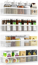 Spice Rack Wall Mount, 4 Pack Wall Spice Rack & Hanging Storage Baskets Organizer Wall Mount, Large Capacity Metal Spice Shelf for Kitchen Cabinet, Pantry Doors, Bathroom, Shower, Home Decor by CozyNest Decor