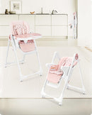Foldable High Chair with Soft Cushion, High Chairs for Babies and Toddlers, Height Adjustable Feeding Chair, Adjustable Backrest and Footrest, Lockable Wheels, Star Pink by TinyTreasures Baby Boutique