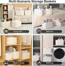Storage Baskets for Organizing & Shelves, Woven Cotton Rope Organization Bins for Dog Toys, Clothes, Books, Nursery Organizer, 15" Lx11''Wx9.5''H, (4 Packs) Off White by CozyNest Decor