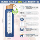 Aqulea Glass Water Bottles 25 Oz with Silicone Sleeve - BPA Free Reusable Wide Mouth Glass Motivational Water Bottles with Fruit Infuser – Leak Proof Borosilicate Water Bottle with Time Marker (Blue) by CozyNest Decor