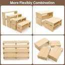 Large Display Wood Risers Wooden Stand 8 Tier Wood Racks Decorative Rectangular, 2 Set 8 Pieces Cupcake Stands Cologne Perfume Organizer Dessert Showcase Items(nature) by CozyNest Decor