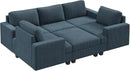 Nolany Modular Sectional Couch with Storage Ottoman, Corduroy Sleeper Sectional Sofa with Chaise, Sectional Couches for Living Room, Blue by CozyNest Decor
