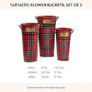 MACKENZIE-CHILDS Galvanized Flower Buckets, Decorative Metal Buckets, Tartastic, Set of 3 by GreenHaven Gardens