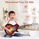 M SANMERSEN Kids Guitar Toddler Toys Guitar for Kids 3 4 5 Year Old Electric Musical Toy Guitars with 4 Strings Strap Light Up Boys Girls Gifts by TinyTreasures Baby Boutique