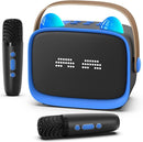 Mini Karaoke Machine Toys Gifts,Kids Portable MP3 Player with 2 Wireless Microphone and LED,Christmas Birthday Gifts for Girls Boys 3 4 5 6 7 8+ Year Old (Blue) by TinyTreasures Baby Boutique