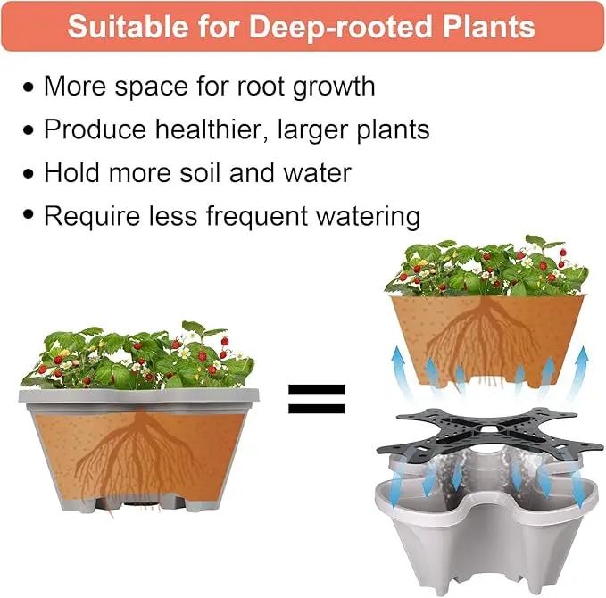 Vertical Planter 7 Tier Stackable Planters Garden Planters Strawberry Herb Flower and Vegetable Planter Indoor Outdoor Gardening Pots with Removable Wheels and Tools 2-Pack, photo 6 of 8
