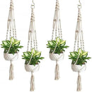 Sorbus Macrame Plant Hanger [4 Pack] Indoor Outdoor Hanging Plant Pots Cotton Rope, Elegant for Home, Patio, Garden White by GreenHaven Gardens