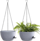 12 Inch Hanging Baskets 2 PC with Chains, Self-Watering Hanging Planters for Indoor Outdoor Plants, Plastic Hanging Flower Pots,Speckled Grey by GreenHaven Gardens