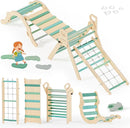 BlueWood 10-in-1 Pikler Triangle Set, Toddler Climbing Toys Indoor, Montessori Climber, Baby Jungle Gyms with Arch, Extra Rope Ladder & Footprint Balance Beam - Emerald Forest by TinyTreasures Baby Boutique