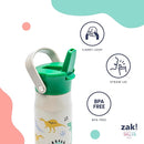 Zak Designs Harmony Kid Water Bottle for Travel or At Home, 14oz Stainless Steel is Leak-Proof and Vacuum Insulated (Dinosaur) by TinyTreasures Baby Boutique