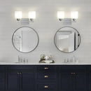 Stainless Steel Milk Glass Vanity Lights for Bathroom, 2 Light Brushed Nickel Bathroom Light Fixtures Over Mirror, Ceramic E26 Sockets Wall Mounted by CozyNest Decor