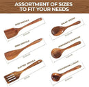 AIUHI Nonstick Natural Wooden Kitchen Utensils Set, Smooth Finish Teak Wood Spoons for Cooking, Comfortable Grip Spatula for Elaborate Cooking 6Pcs by CozyNest Decor