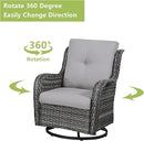 Outdoor Wicker Patio Furniture Set - 5 Piece Rattan Patio Conversation Set with 2 Rocking Swivel Chairs,2 Ottomans and 1 Sofa for Porch Deck Backyard Garden(Mixed Grey/Grey) by GreenHaven Gardens