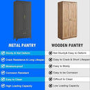 Black Pantry Kitchen Cabinet with Drawer, 75 Inch Metal Storage Cabinet with Doors and Shelves, Steel Food Pantries, Large Freestanding Cupboard for Living&Dining Room-Assemble Required by CozyNest Decor