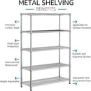 IZEUK 4250 LBS Garage Shelving Wide Storage Shelves 5 Tier Metal Shelves Heavy Duty Adjustable Utility Shelf Rack Chrome 17.7" D x 47.2" W x 70.4" H by CozyNest Decor