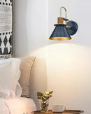 Industrial Wall Sconces Set of Two, HWH Indoor Wall Sconce 1-Light Barn Vanity Light, Gooseneck Wall Lamp for Bathroom Bedroom Bedside Kitchen, Hammered Metal Shade, Navy Blue Finish, 5HZG74B-2 BL+BG by CozyNest Decor
