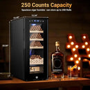 Electric Cigar Humidor, 35L 250 Counts Large Capacity Thermostatic Desktop Humidor Cabinet with Digital LED Screen, Safety Lock,Smart Humidity & Temp Control, Gifts for Men by CozyNest Decor