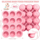 3 Pcs Baby Food Storage Container 12 Cup Silicone Baby Food Freezer Tray with Lid Stackable Reusable Silicone Baby Food Freezer Storage Tray for Food Vegetable Fruit Puree and Breast Milk (Pink) by TinyTreasures Baby Boutique