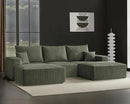 Boneless Sectional Cloud Couch Sofa for Living Room, 112" U-Shaped Modular Modern Lounge Sleeper Green Couches with Chaise, No Assemble, Cordury Compression Upholstered Sofas by CozyNest Decor