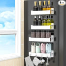 4 Pack Magnetic Spice Rack Organizer for Refrigerator and Oven, White Fridge Organizers and Storage for Kitchen by CozyNest Decor
