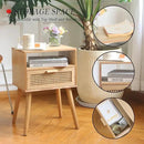 MaxSmeo Modern Nightstand Rattan Side End Table with Storage, for Living Room, Bedroom and Small Spaces, Accent Bedside Farmhouse Tables with Solid Wood Legs, Easy Assembly (Natural Walnut) by CozyNest Decor