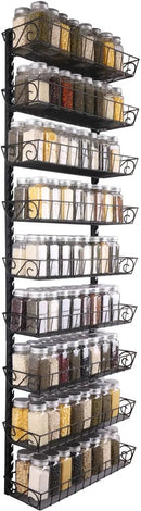 SWOMMOLY Adjustable Wall Mount Spice Rack, 9-Tier Dual-use (Multi-use) Organizer, Black by CozyNest Decor