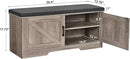 2-Tier Storage Bench, Shoe Bench with Padded Seat Cushion, Entryway Bench with 2 Barn Doors, Adjustable Shelf, 13.8" D x 39.4" W x 17.7" H, for Entryway, Living Room, Bedroom, Greige by CozyNest Decor