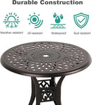 COBANA Patio Bistro Table, 31’’ Round Cast Aluminum Outdoor Dining Retro Side Table with 2’’ Umbrella Hole, Bronze by GreenHaven Gardens