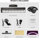 Digital Piano Keyboard for Beginners,Full Size 88 Key Semi-Weighted Keyboard Electric Piano with Stand,Power Adapter,Sheet Music Stand,Pedal,Headphone,USB-MIDI Compatibility,Wood Black by TinyTreasures Baby Boutique